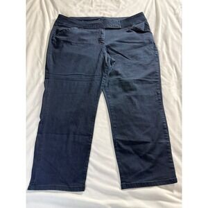 Worthington Signature Fit Ankle Pants Navy Blue Stretch Plus Size 22 Woman